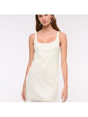 Abercrombie & Fitch White Beaded Backless Mini Dress